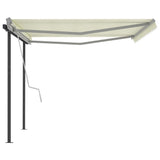 Automatic Retractable Awning with Posts 4x3 m Cream - Top-Down View