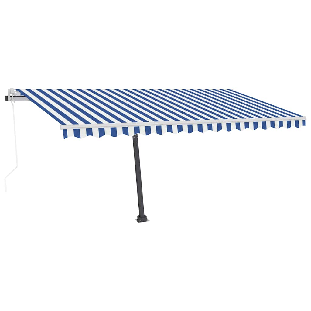 Automatic Awning with LED&Wind Sensor 400x350 cm Blue and White