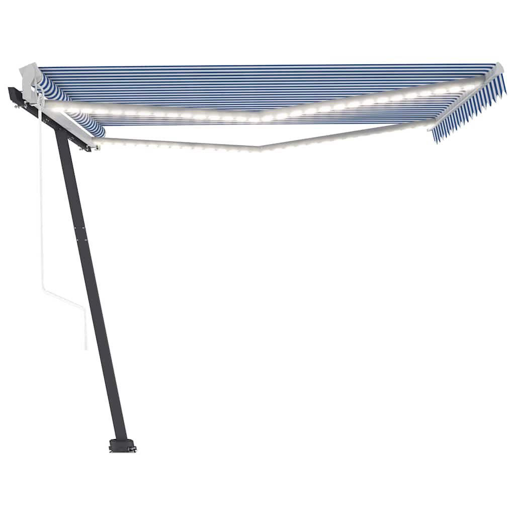 Automatic Awning with LED&Wind Sensor 400x350 cm Blue and White