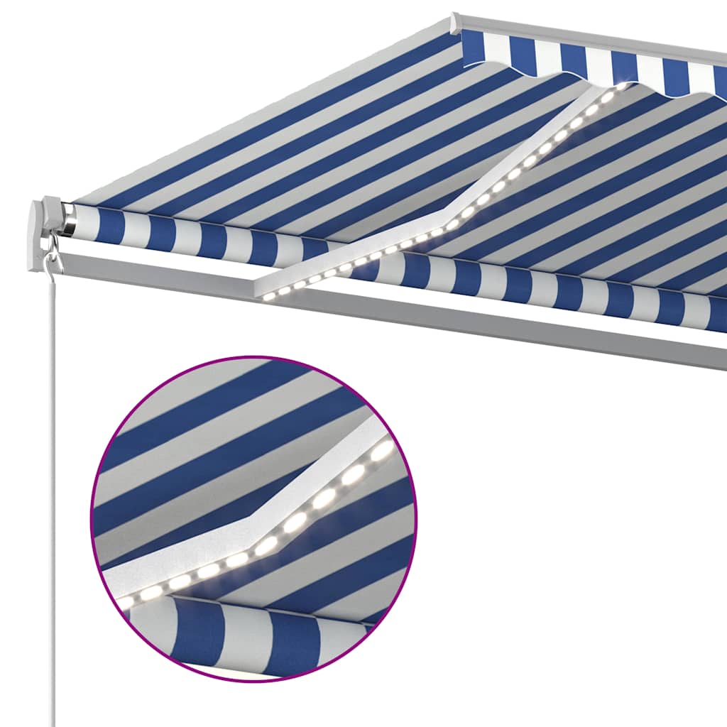 Automatic Awning with LED&Wind Sensor 400x350 cm Blue and White