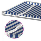 Automatic Awning with LED&Wind Sensor 400x350 cm Blue and White