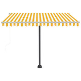 Automatic Awning with LED&Wind Sensor 300x250 cm Yellow/White - Front View