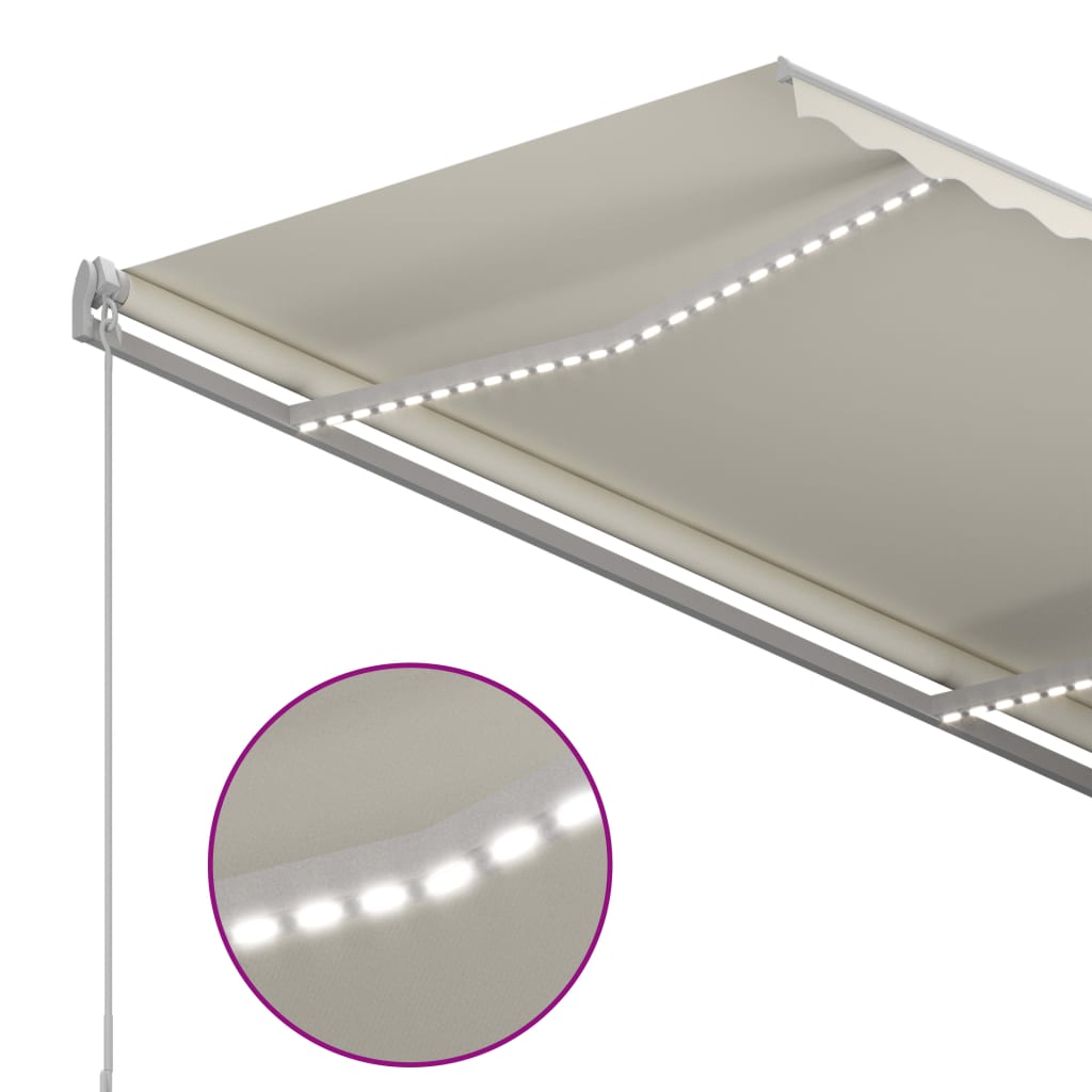 Automatic Awning with LED & Wind Sensor 3x2.5 m Cream