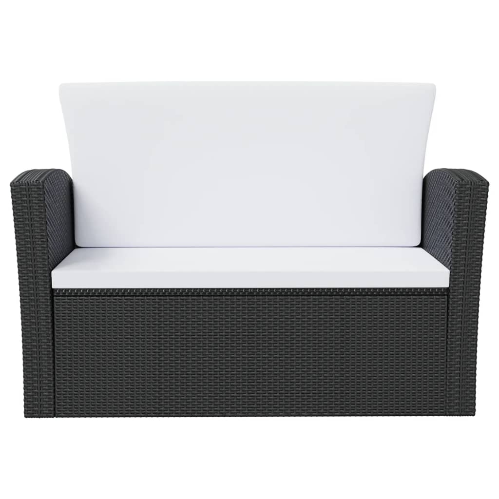 8 Piece Garden Lounge Set with Cushions Poly Rattan Black