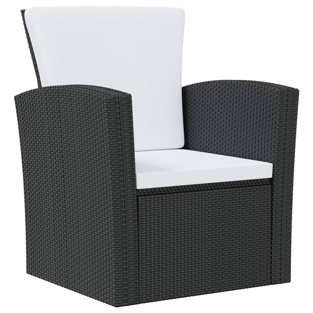 8 Piece Garden Lounge Set with Cushions Poly Rattan Black