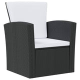 8 Piece Garden Lounge Set with Cushions Poly Rattan Black