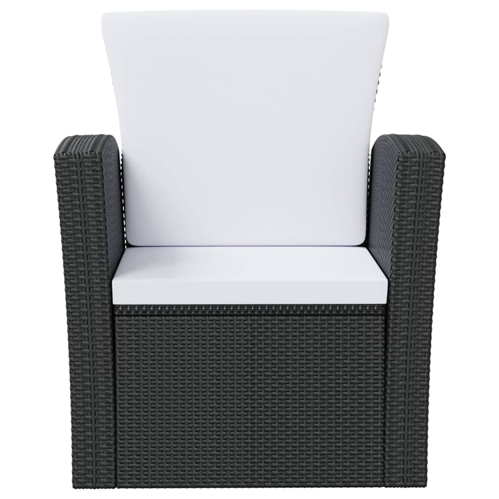 8 Piece Garden Lounge Set with Cushions Poly Rattan Black
