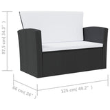 8 Piece Garden Lounge Set with Cushions Poly Rattan Black