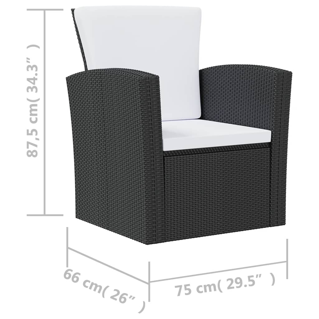 8 Piece Garden Lounge Set with Cushions Poly Rattan Black