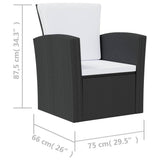 8 Piece Garden Lounge Set with Cushions Poly Rattan Black
