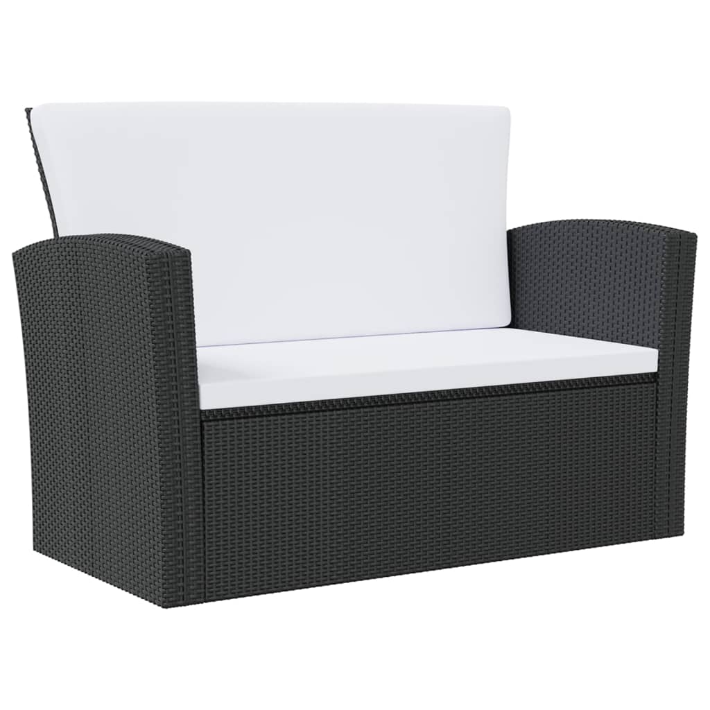 16 Piece Garden Lounge Set with Cushions Poly Rattan Black