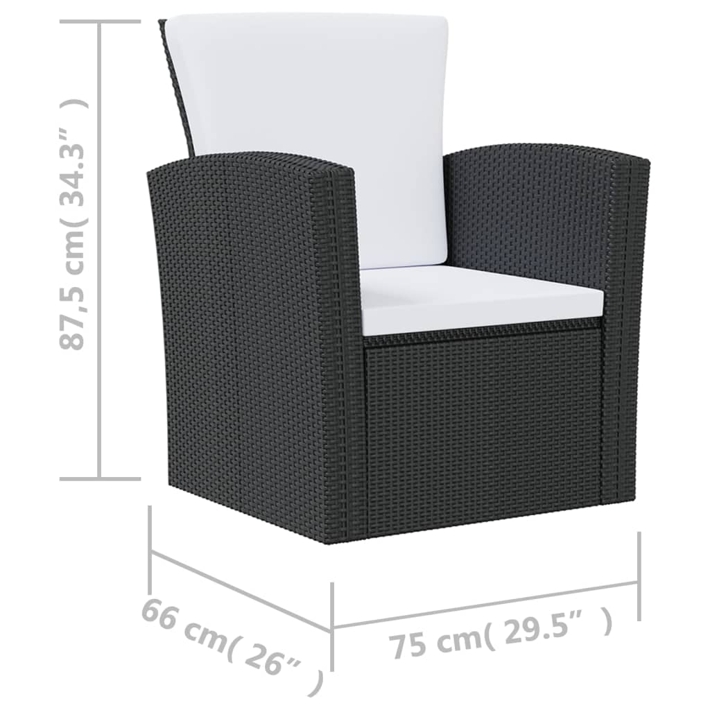 16 Piece Garden Lounge Set with Cushions Poly Rattan Black