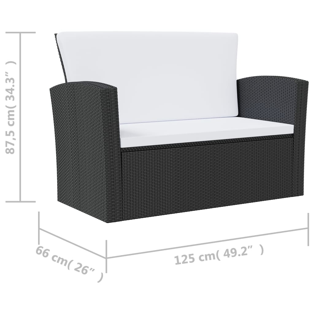 16 Piece Garden Lounge Set with Cushions Poly Rattan Black