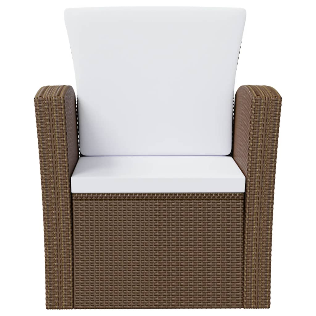 8 Piece Garden Lounge Set with Cushions Poly Rattan Brown