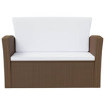 8 Piece Garden Lounge Set with Cushions Poly Rattan Brown