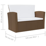 8 Piece Garden Lounge Set with Cushions Poly Rattan Brown - Extra Image