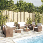 8 Piece Garden Lounge Set with Cushions Poly Rattan Brown