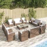 16 Piece Garden Lounge Set with Cushions Poly Rattan Brown