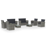 8 Piece Garden Lounge Set with Cushions Poly Rattan Grey