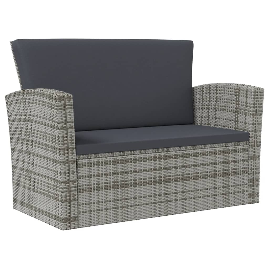 8 Piece Garden Lounge Set with Cushions Poly Rattan Grey