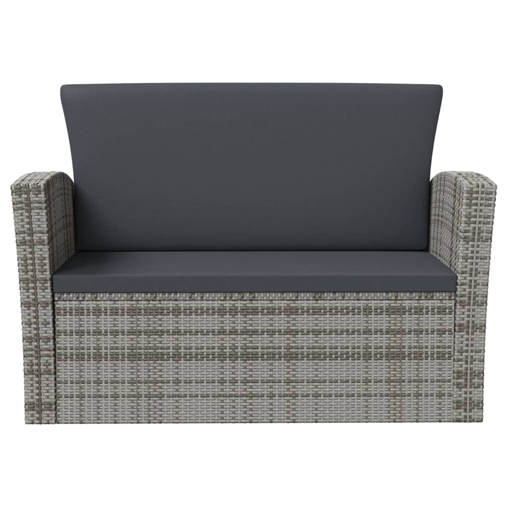 8 Piece Garden Lounge Set with Cushions Poly Rattan Grey