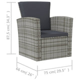 8 Piece Garden Lounge Set with Cushions Poly Rattan Grey