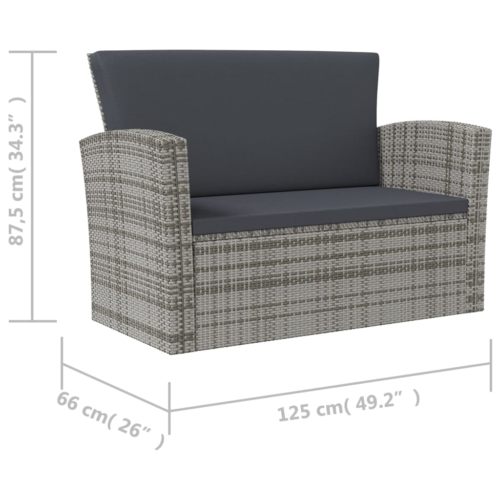 8 Piece Garden Lounge Set with Cushions Poly Rattan Grey