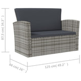 8 Piece Garden Lounge Set with Cushions Poly Rattan Grey