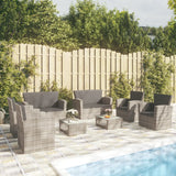 8 Piece Garden Lounge Set with Cushions Poly Rattan Grey