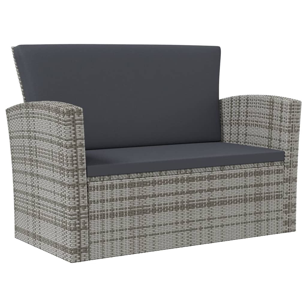 16 Piece Garden Lounge Set with Cushions Poly Rattan Grey