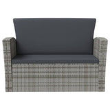 16 Piece Garden Lounge Set with Cushions Poly Rattan Grey - Rear View