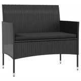 16 Piece Garden Lounge Set with Cushions Poly Rattan Black - Side View