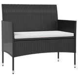 8 Piece Garden Lounge Set with Cushions Poly Rattan Black - Side View