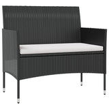 16 Piece Garden Lounge Set with Cushions Poly Rattan Black - Side View