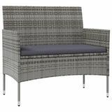16 Piece Garden Lounge Set with Cushions Poly Rattan Grey - Side View