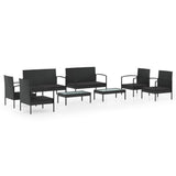8 Piece Garden Lounge Set with Cushions Poly Rattan Black