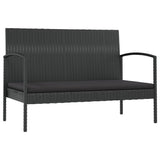 8 Piece Garden Lounge Set with Cushions Poly Rattan Black - Side View
