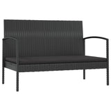 16 Piece Garden Lounge Set with Cushions Poly Rattan Black - Side View