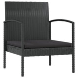 16 Piece Garden Lounge Set with Cushions Poly Rattan Black - Rear View