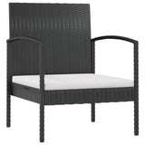 8 Piece Garden Lounge Set with Cushions Poly Rattan Black - Rear View