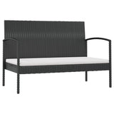 16 Piece Garden Lounge Set with Cushions Poly Rattan Black - Side View
