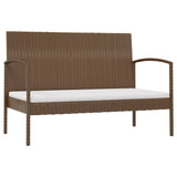 8 Piece Garden Lounge Set with Cushions Poly Rattan Brown - Side View