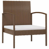 16 Piece Garden Lounge Set with Cushions Poly Rattan Brown - Rear View