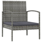 8 Piece Garden Lounge Set with Cushions Poly Rattan Grey - Rear View