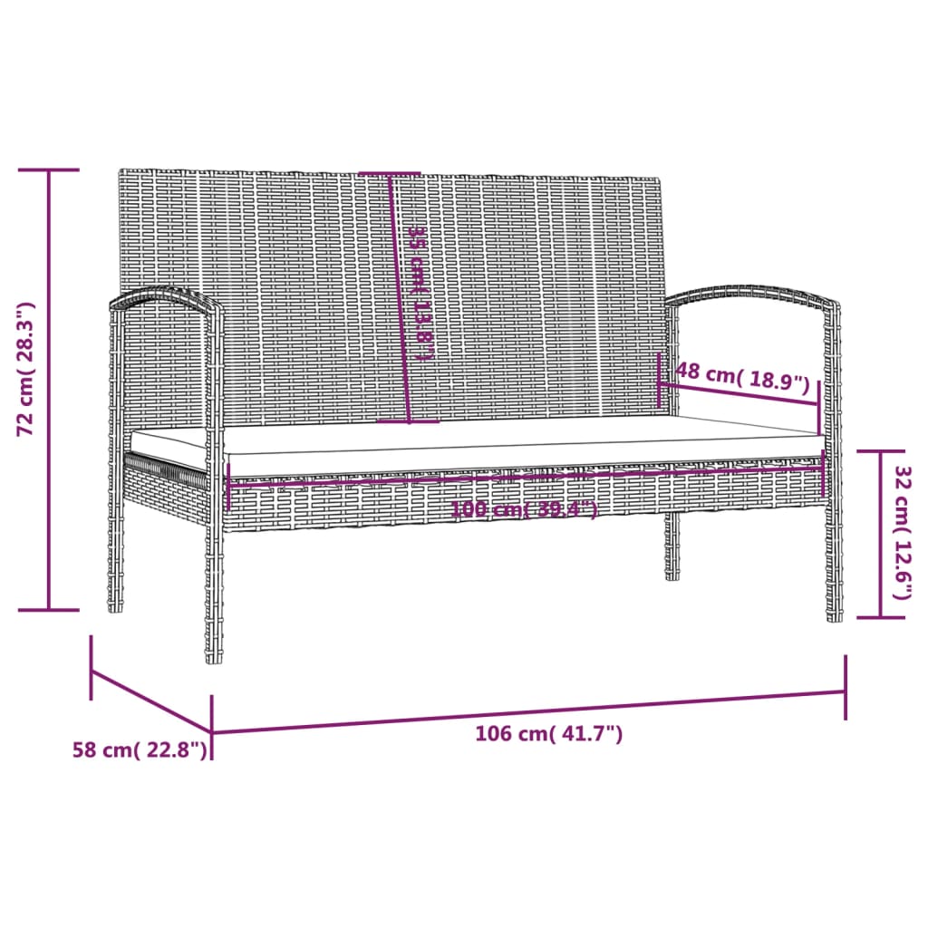 16 Piece Garden Lounge Set with Cushions Poly Rattan Grey