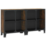 Storage Cabinets 2 pcs Rustic Brown 72x36x82 cm Metal and MDF - Front View