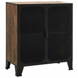 Storage Cabinets 2 pcs Rustic Brown 72x36x82 cm Metal and MDF - Side View