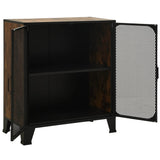 Storage Cabinets 2 pcs Rustic Brown 72x36x82 cm Metal and MDF - Close-Up Angle