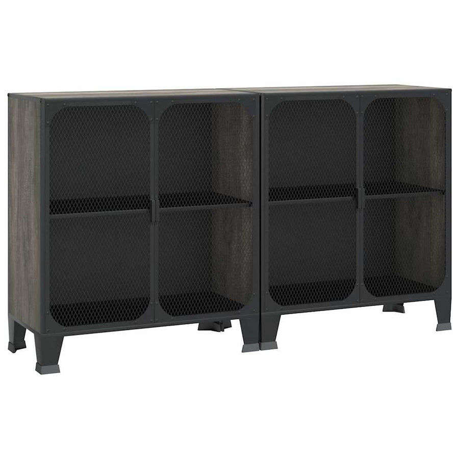 Storage Cabinets 2 pcs Grey 72x36x82 cm Metal and MDF