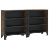 Storage Cabinets 2 pcs Rustic Brown 72x36x82 cm Metal and MDF - Front View